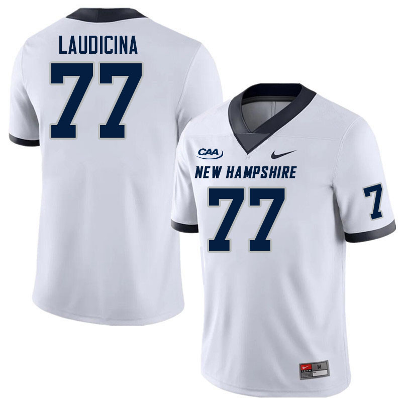 New Hampshire Wildcats #77 Dominick Laudicina College Football Jerseys Stitched Sale-White